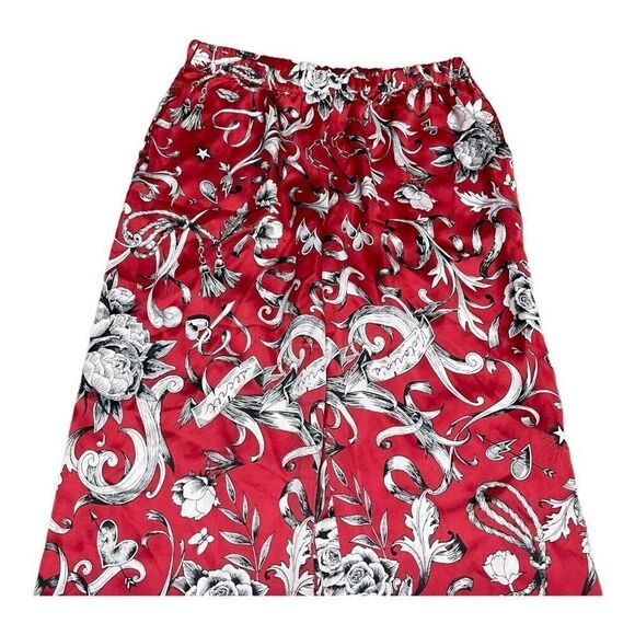 Victoria's Secret Red Black Cherry Satin Asian Wrap Top And Pants Pajama Set S - Picture 8 of 11